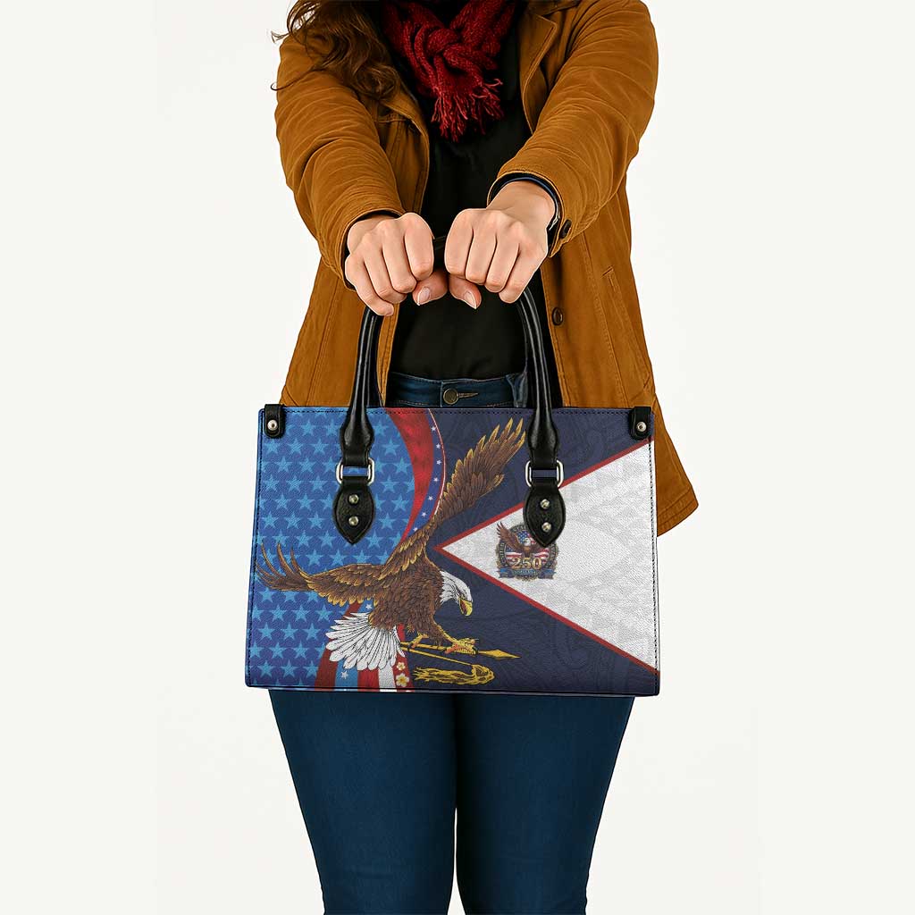 American Samoa and United States Semiquincentennial Leather Bag Bald Eagle with National Flag Style LT03 - Polynesian Pride