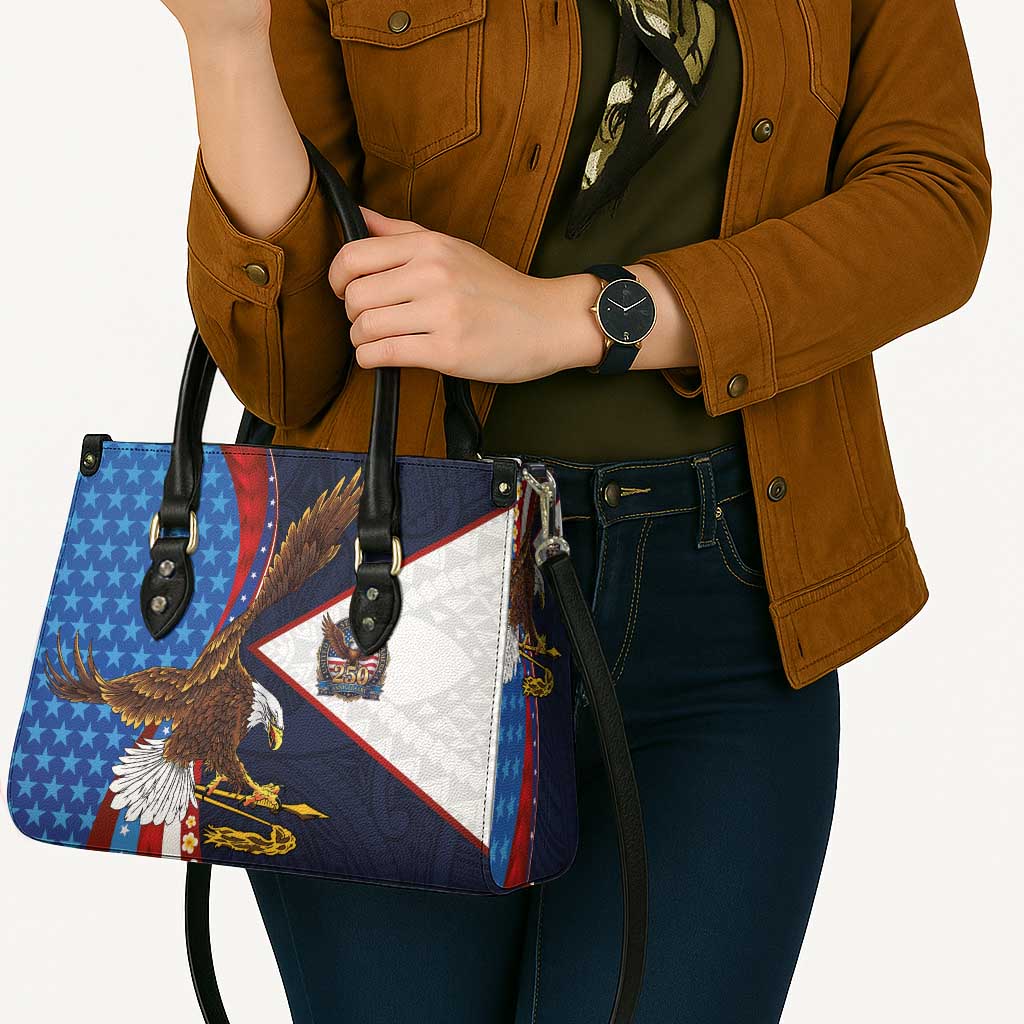 American Samoa and United States Semiquincentennial Leather Bag Bald Eagle with National Flag Style LT03 - Polynesian Pride