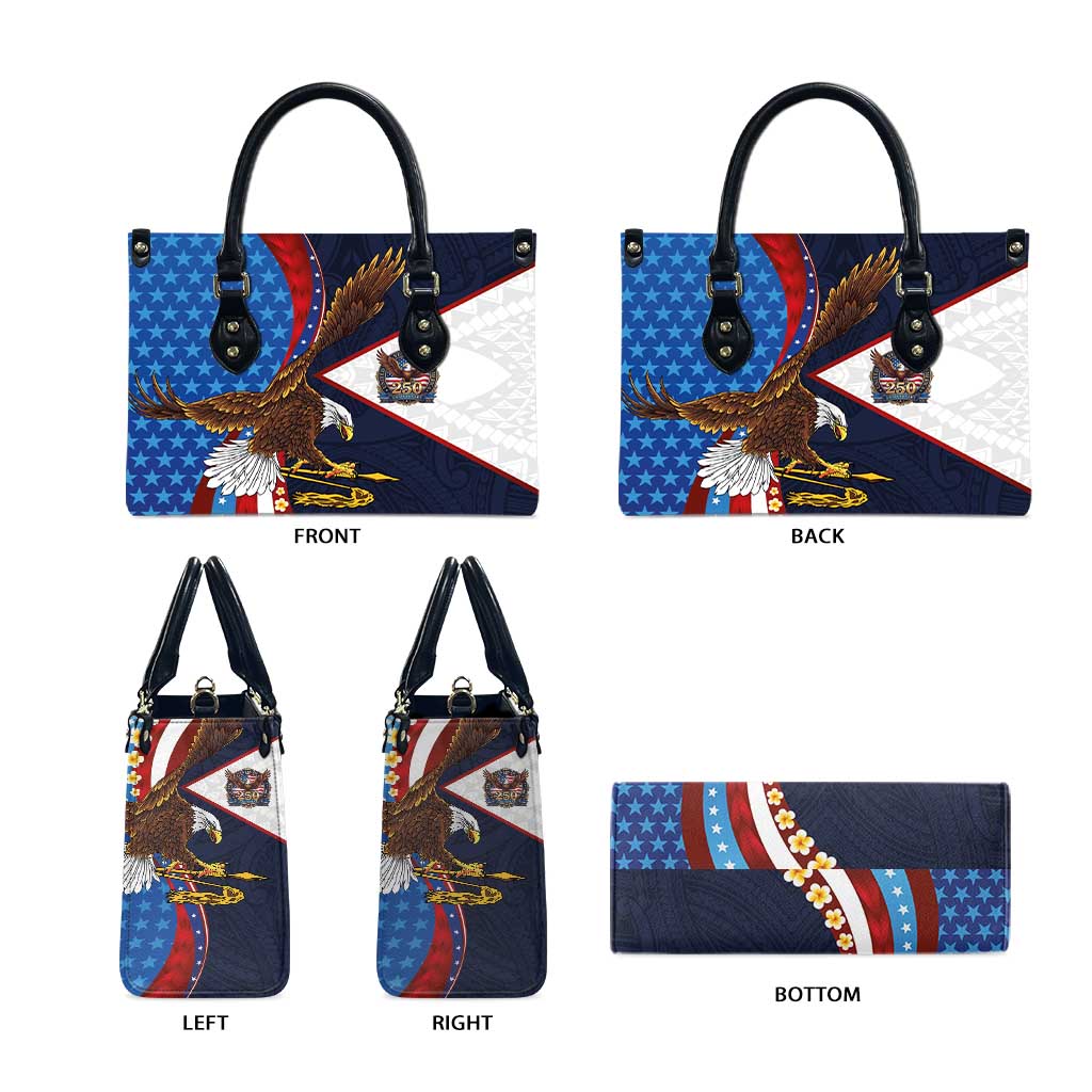American Samoa and United States Semiquincentennial Leather Bag Bald Eagle with National Flag Style LT03 - Polynesian Pride