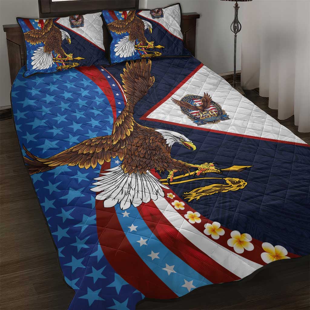 American Samoa and United States Semiquincentennial Quilt Bed Set Bald Eagle with National Flag Style LT03 Multicolor - Polynesian Pride