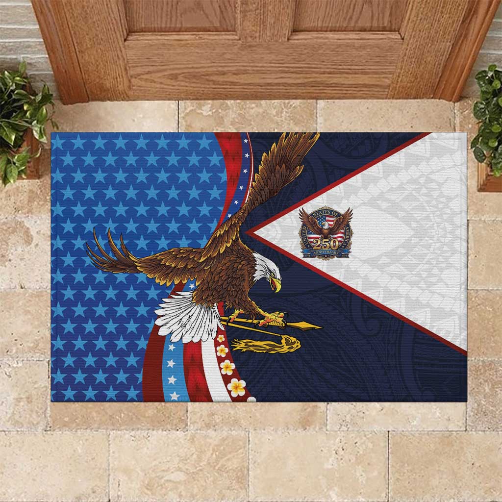 American Samoa and United States Semiquincentennial Rubber Doormat Bald Eagle with National Flag Style LT03 Multicolor - Polynesian Pride