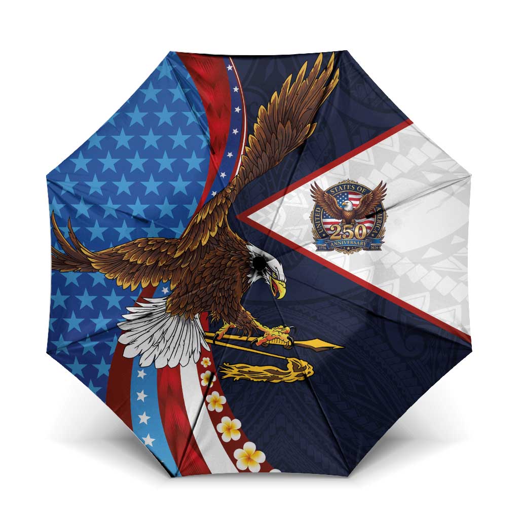 American Samoa and United States Semiquincentennial Umbrella Bald Eagle with National Flag Style LT03 One Size Folded 11.42 inch Opened Diameter 37.4 inch Multicolor - Polynesian Pride