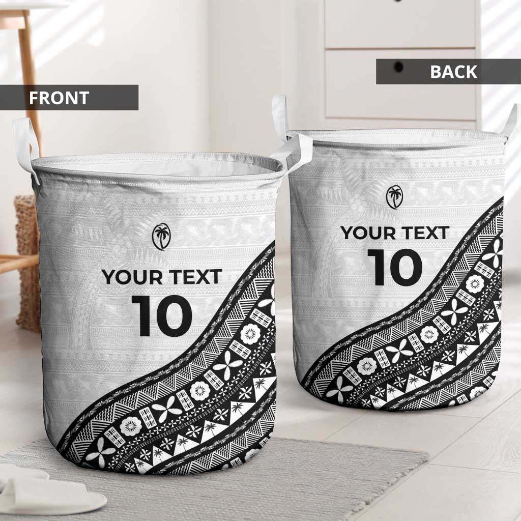 Custom Fijian Rugby Laundry Basket Tapa Pattern and Palm Tree Tribal LT03 - Polynesian Pride