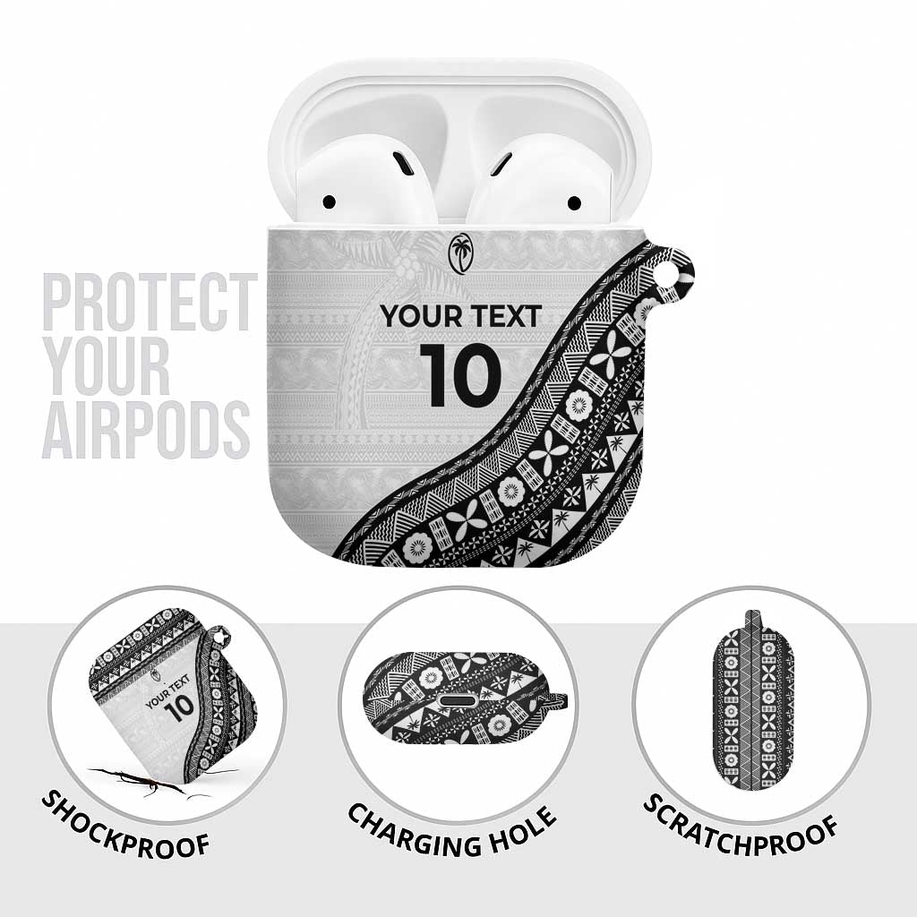 Custom Fijian Rugby AirPods Case Tapa Pattern and Palm Tree Tribal LT03 - Polynesian Pride