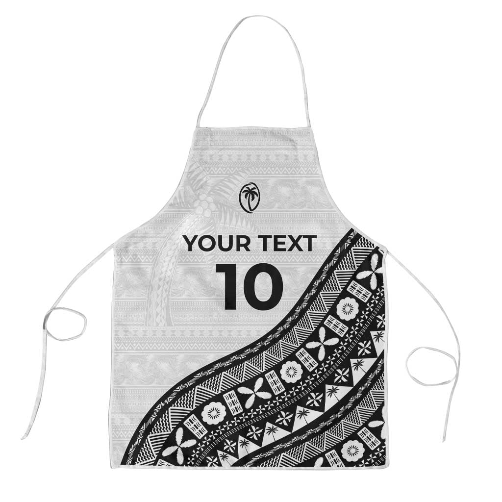 Custom Fijian Rugby Apron Tapa Pattern and Palm Tree Tribal LT03 White - Polynesian Pride