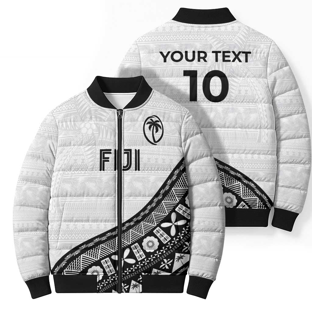 Custom Fijian Rugby Bomber Puffer Jacket Tapa Pattern and Palm Tree Tribal LT03 - Polynesian Pride