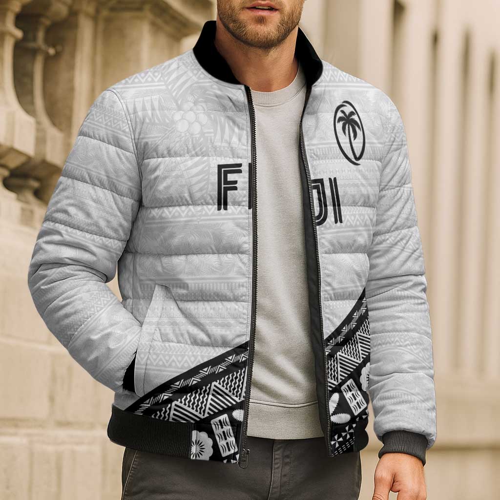 Custom Fijian Rugby Bomber Puffer Jacket Tapa Pattern and Palm Tree Tribal LT03 - Polynesian Pride