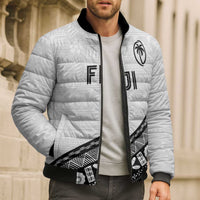 Custom Fijian Rugby Bomber Puffer Jacket Tapa Pattern and Palm Tree Tribal LT03 - Polynesian Pride