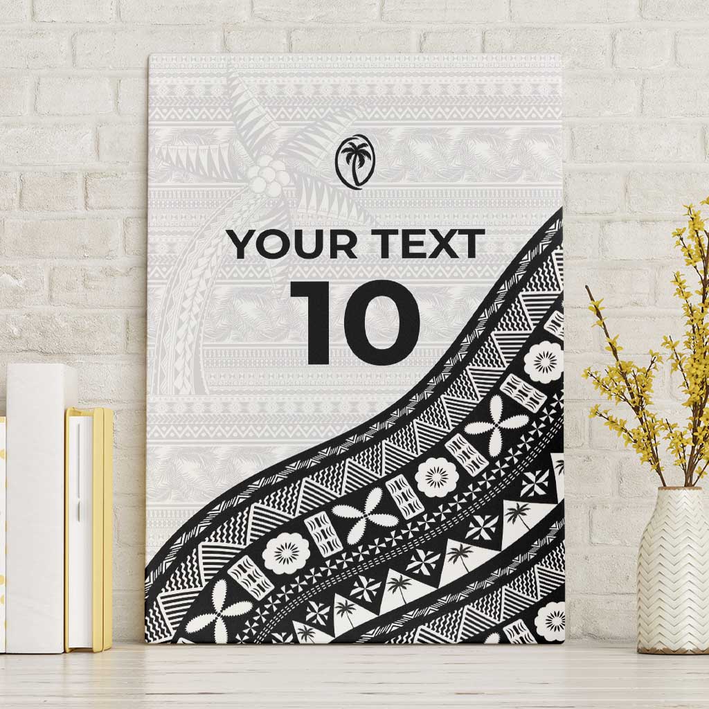 Custom Fijian Rugby Canvas Wall Art Tapa Pattern and Palm Tree Tribal LT03 Without Frame White - Polynesian Pride