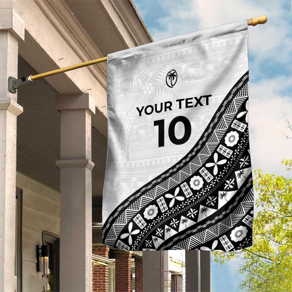 Custom Fijian Rugby Garden Flag Tapa Pattern and Palm Tree Tribal LT03 House Flag White - Polynesian Pride