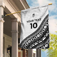 Custom Fijian Rugby Garden Flag Tapa Pattern and Palm Tree Tribal LT03 House Flag White - Polynesian Pride