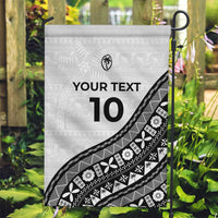 Custom Fijian Rugby Garden Flag Tapa Pattern and Palm Tree Tribal LT03 Garden Flag White - Polynesian Pride