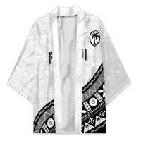Custom Fijian Rugby Kimono Tapa Pattern and Palm Tree Tribal LT03 Unisex White - Polynesian Pride