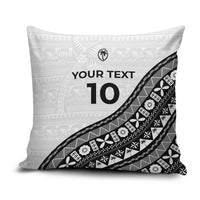 Custom Fijian Rugby Pillow Cover Tapa Pattern and Palm Tree Tribal LT03 White - Polynesian Pride