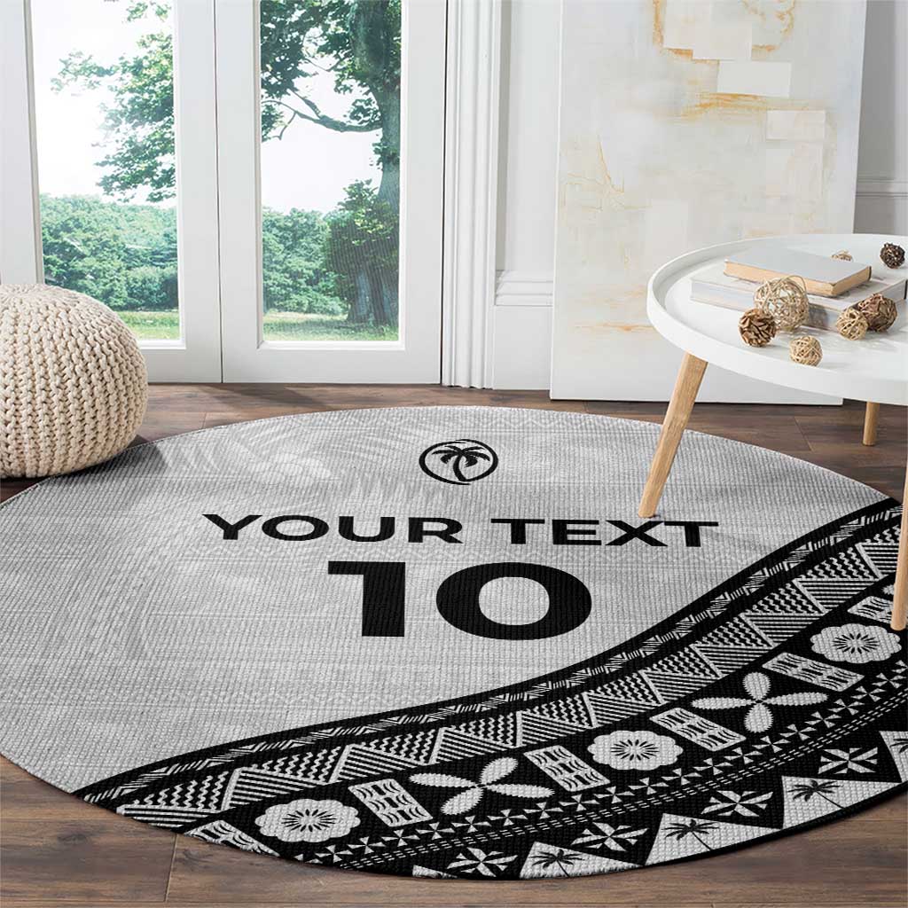 Custom Fijian Rugby Round Carpet Tapa Pattern and Palm Tree Tribal LT03 - Polynesian Pride