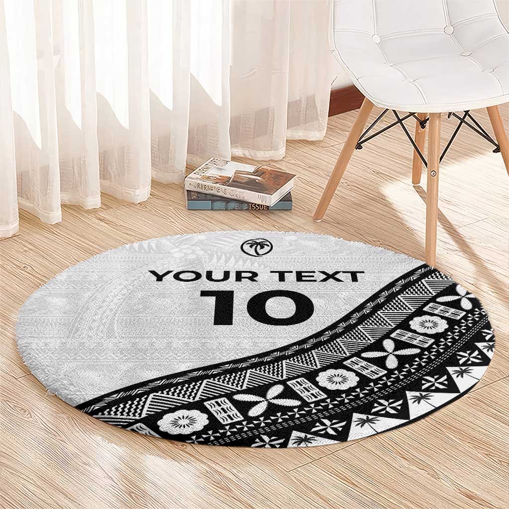 Custom Fijian Rugby Round Carpet Tapa Pattern and Palm Tree Tribal LT03 - Polynesian Pride