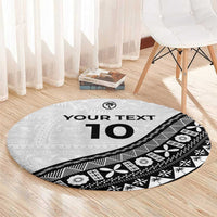 Custom Fijian Rugby Round Carpet Tapa Pattern and Palm Tree Tribal LT03 - Polynesian Pride