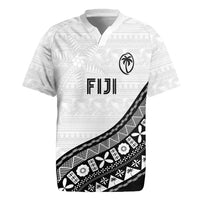 Custom Fijian Rugby Rugby Jersey Tapa Pattern and Palm Tree Tribal LT03 White - Polynesian Pride