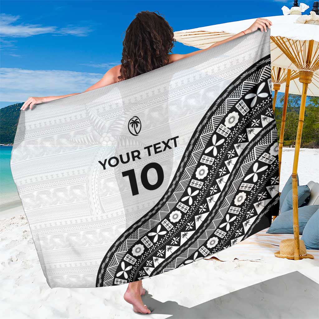 Custom Fijian Rugby Sarong Tapa Pattern and Palm Tree Tribal LT03 One Size 44 x 66 inches White - Polynesian Pride