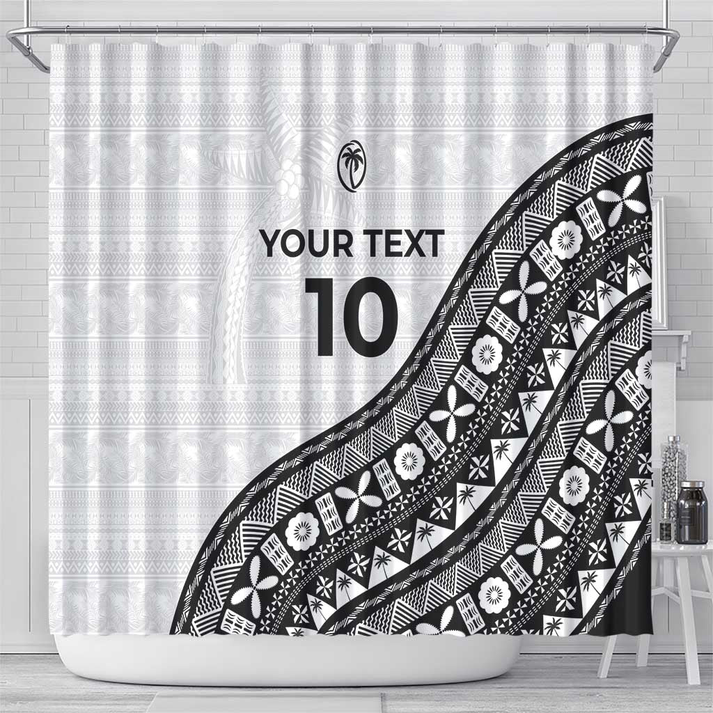 Custom Fijian Rugby Shower Curtain Tapa Pattern and Palm Tree Tribal LT03 - Polynesian Pride