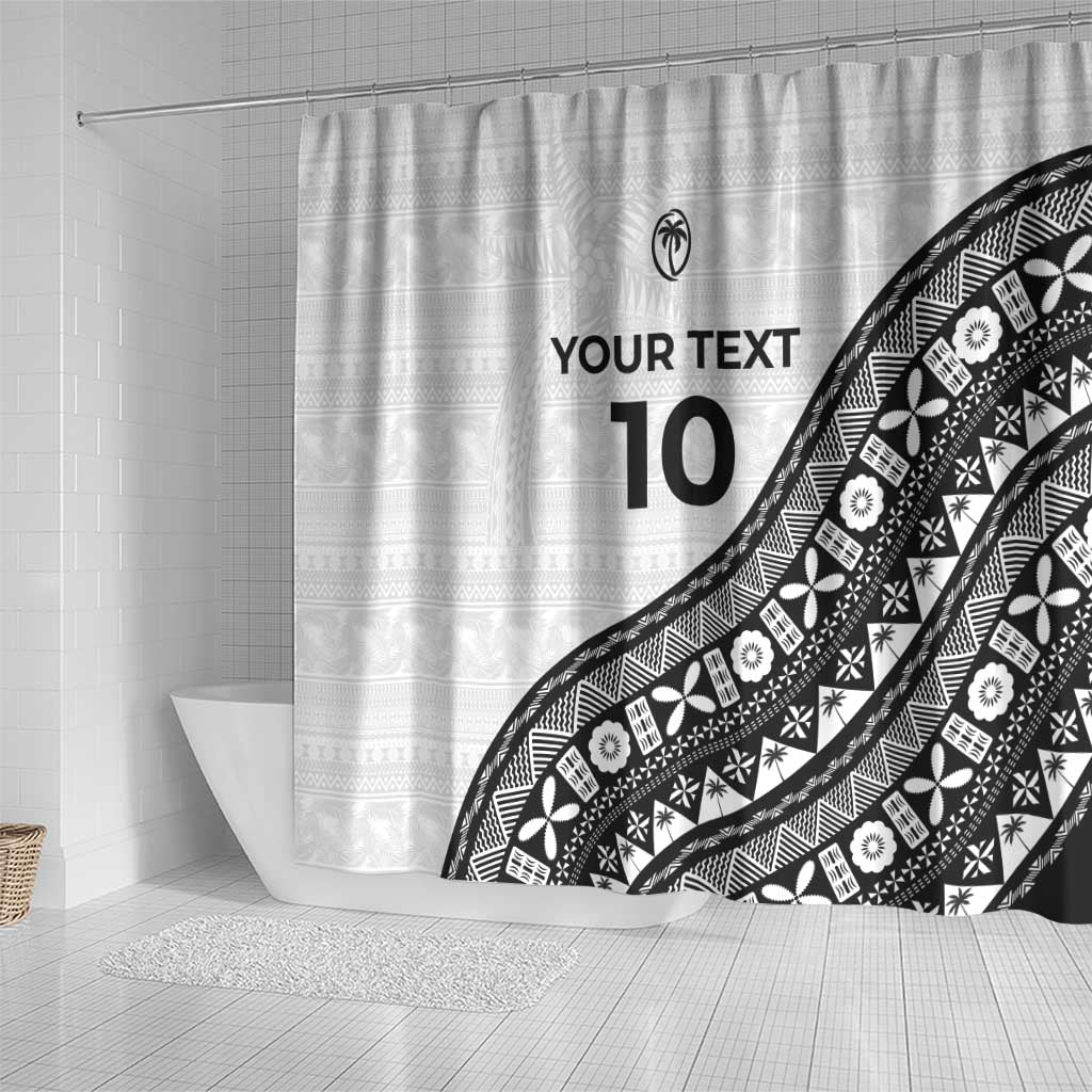 Custom Fijian Rugby Shower Curtain Tapa Pattern and Palm Tree Tribal LT03 - Polynesian Pride