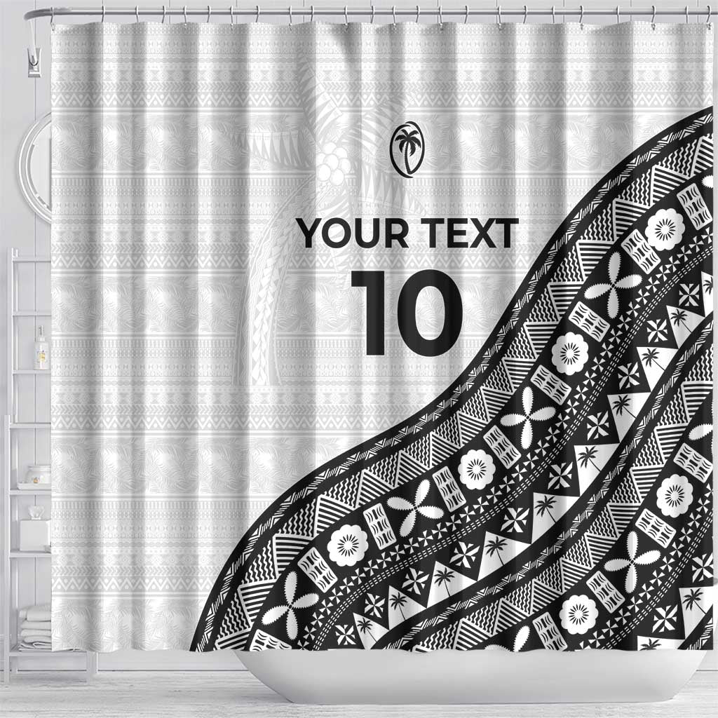 Custom Fijian Rugby Shower Curtain Tapa Pattern and Palm Tree Tribal LT03 - Polynesian Pride