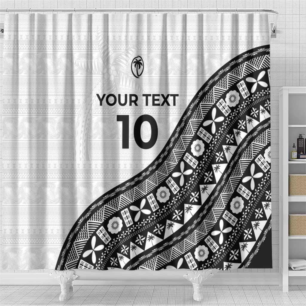 Custom Fijian Rugby Shower Curtain Tapa Pattern and Palm Tree Tribal LT03 - Polynesian Pride