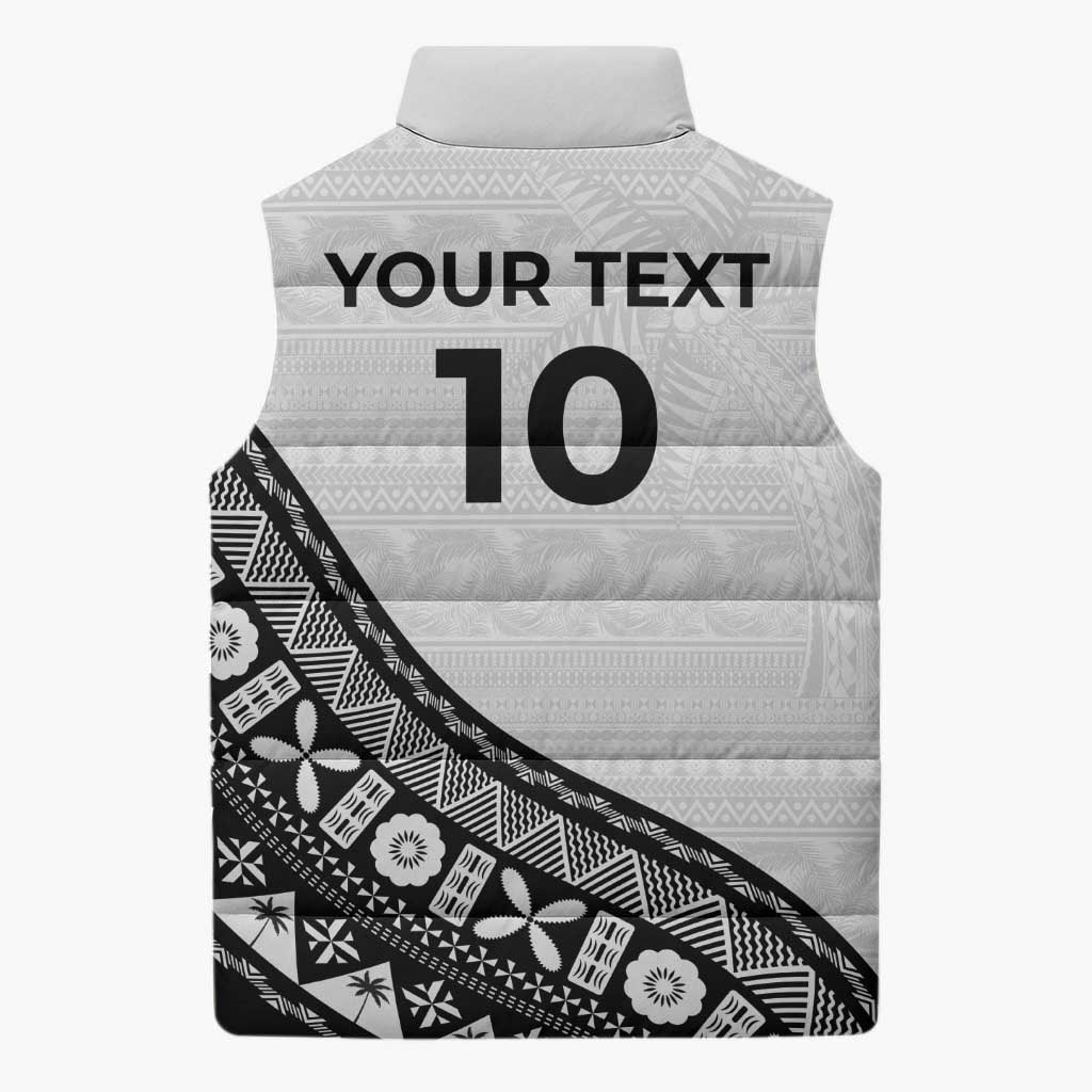 Custom Fijian Rugby Sleeveless Puffer Jacket Tapa Pattern and Palm Tree Tribal LT03 - Polynesian Pride