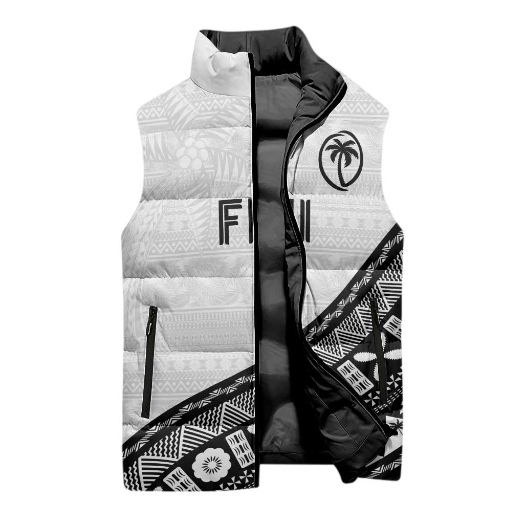Custom Fijian Rugby Sleeveless Puffer Jacket Tapa Pattern and Palm Tree Tribal LT03 - Polynesian Pride