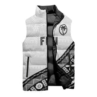 Custom Fijian Rugby Sleeveless Puffer Jacket Tapa Pattern and Palm Tree Tribal LT03 - Polynesian Pride