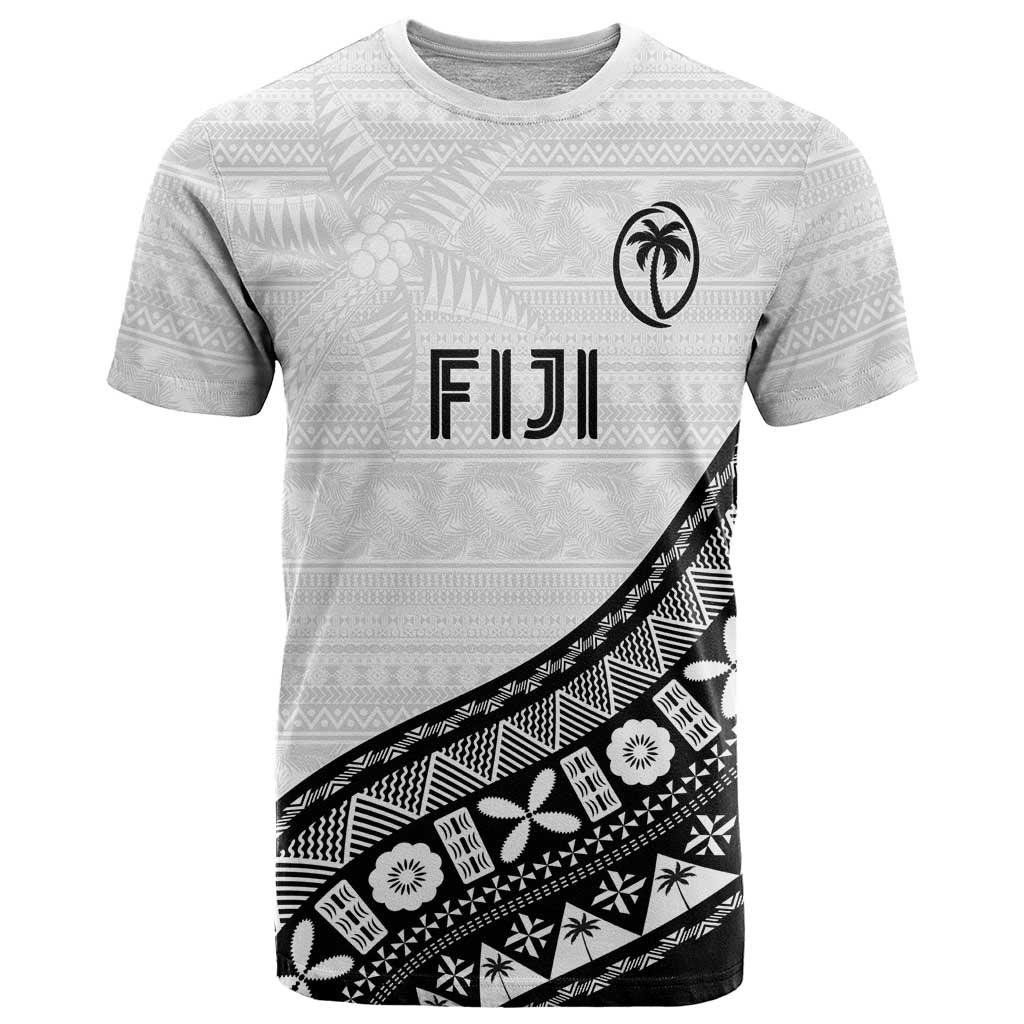 Custom Fijian Rugby T Shirt Tapa Pattern and Palm Tree Tribal LT03 White - Polynesian Pride