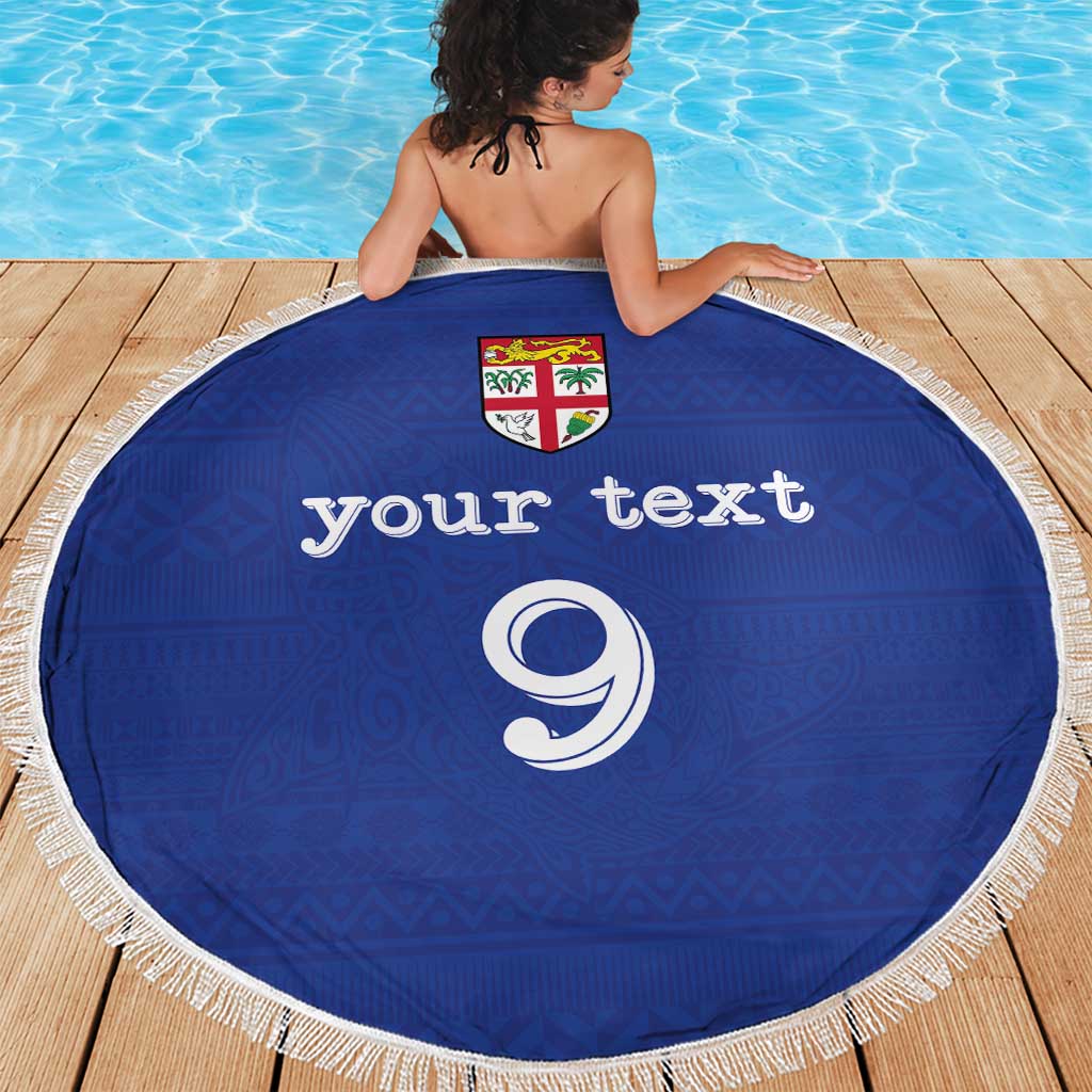 Custom Fijian Football Beach Blanket Tapa Pattern and Shark Tribal LT03 - Polynesian Pride