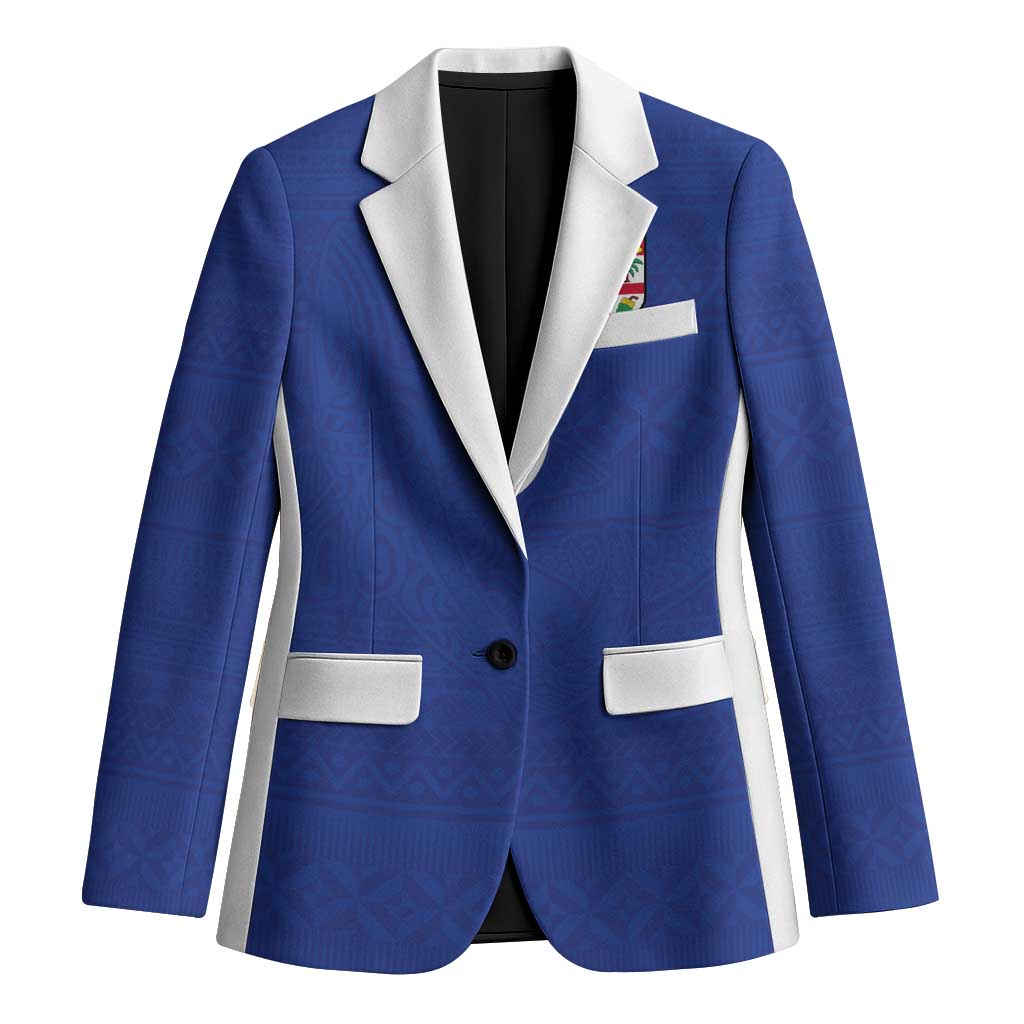 Custom Fijian Football Blazer Tapa Pattern and Shark Tribal LT03 Unisex Blue - Polynesian Pride