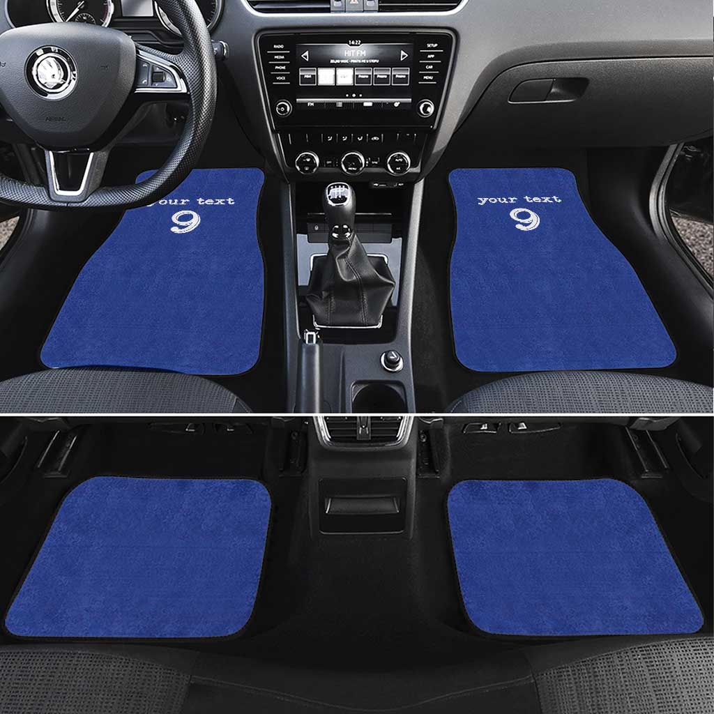 Custom Fijian Football Car Mats Tapa Pattern and Shark Tribal LT03 Set 4pcs Blue - Polynesian Pride
