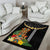 Hawaii Plumeria Lei Area Rug Tiki and Kakau Pattern Black Color