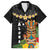 Hawaii Plumeria Lei Family Matching Puletasi and Hawaiian Shirt Tiki and Kakau Pattern Black Color