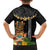 Hawaii Plumeria Lei Family Matching Short Sleeve Bodycon Dress and Hawaiian Shirt Tiki and Kakau Pattern Black Color