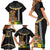 Hawaii Plumeria Lei Family Matching Short Sleeve Bodycon Dress and Hawaiian Shirt Tiki and Kakau Pattern Black Color