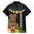 Hawaii Plumeria Lei Family Matching Short Sleeve Bodycon Dress and Hawaiian Shirt Tiki and Kakau Pattern Black Color