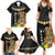 Hawaii Plumeria Lei Family Matching Summer Maxi Dress and Hawaiian Shirt Tiki and Kakau Pattern Black Color