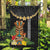 Hawaii Plumeria Lei Garden Flag Tiki and Kakau Pattern Black Color