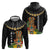 Hawaii Plumeria Lei Hoodie Tiki and Kakau Pattern Black Color