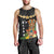 Hawaii Plumeria Lei Men Tank Top Tiki and Kakau Pattern Black Color