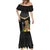 Hawaii Plumeria Lei Mermaid Dress Tiki and Kakau Pattern Black Color