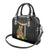 Hawaii Plumeria Lei Shoulder Handbag Tiki and Kakau Pattern Black Color