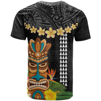 Hawaii Plumeria Lei T Shirt Tiki and Kakau Pattern Black Color LT03 - Polynesian Pride