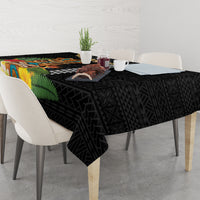 Hawaii Plumeria Lei Tablecloth Tiki and Kakau Pattern Black Color LT03 - Polynesian Pride