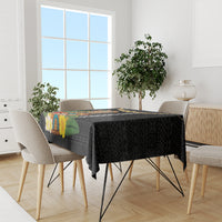Hawaii Plumeria Lei Tablecloth Tiki and Kakau Pattern Black Color LT03 - Polynesian Pride
