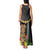 Hawaii Plumeria Lei Tank Maxi Dress Tiki and Kakau Pattern Black Color