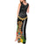 Hawaii Plumeria Lei Tank Maxi Dress Tiki and Kakau Pattern Black Color